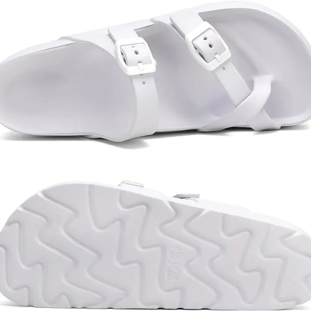 Pillow Slides Anti-Slip Sandals Double Buckle Cloud Slippers Home Outdoor 9&10